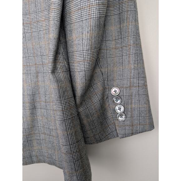 BOSS Hugo Boss Jaye Regular Fit Plaid Blazer Jacket Gray/Brown 36 - Picture 8 of 13